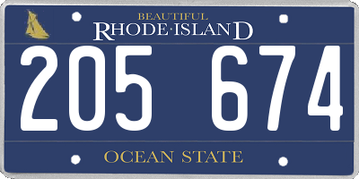 RI license plate 205674
