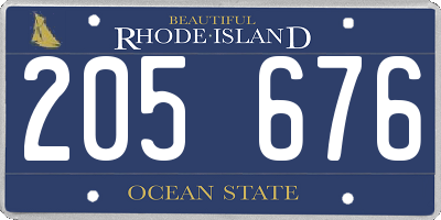 RI license plate 205676