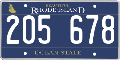 RI license plate 205678