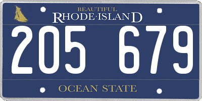 RI license plate 205679