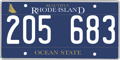 RI license plate 205683