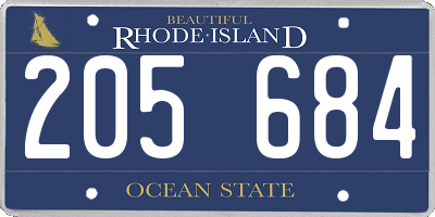 RI license plate 205684