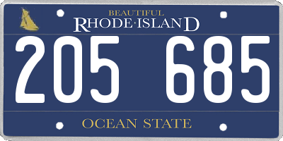 RI license plate 205685