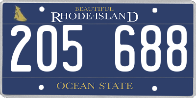 RI license plate 205688