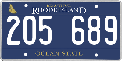 RI license plate 205689