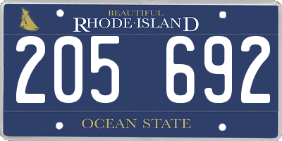 RI license plate 205692