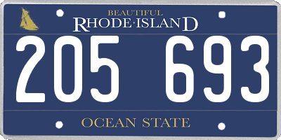 RI license plate 205693