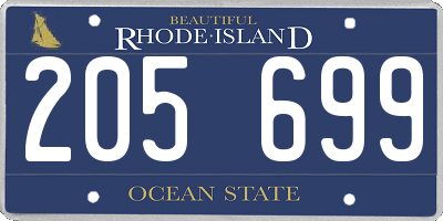 RI license plate 205699