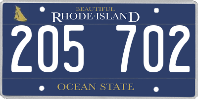RI license plate 205702