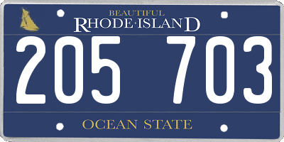RI license plate 205703