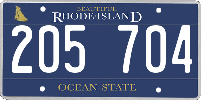 RI license plate 205704
