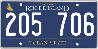 RI license plate 205706