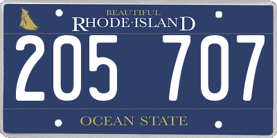 RI license plate 205707