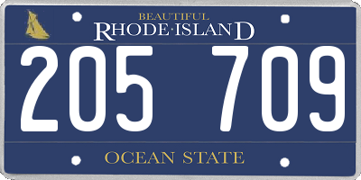 RI license plate 205709