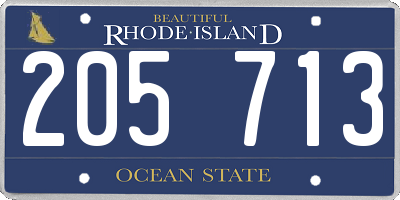 RI license plate 205713