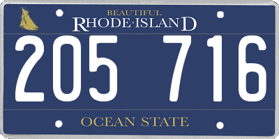 RI license plate 205716