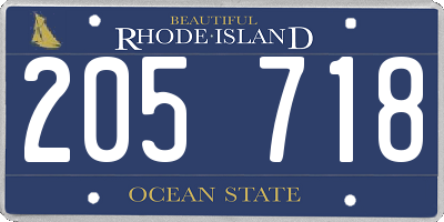 RI license plate 205718