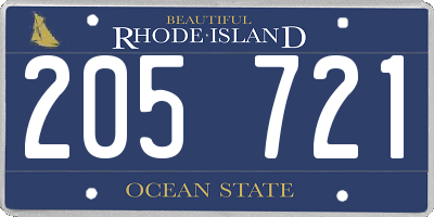 RI license plate 205721