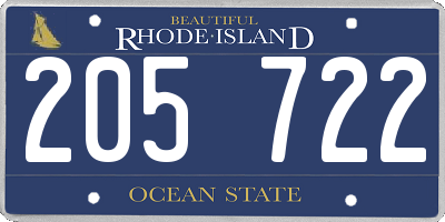 RI license plate 205722