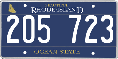 RI license plate 205723