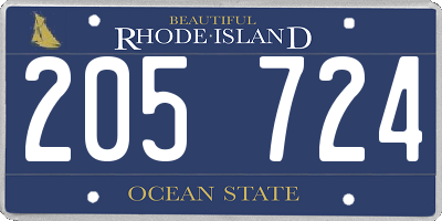RI license plate 205724