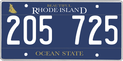 RI license plate 205725