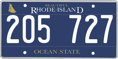 RI license plate 205727