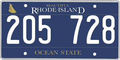 RI license plate 205728
