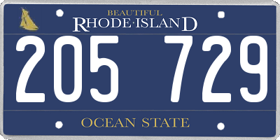 RI license plate 205729
