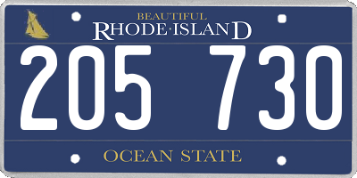 RI license plate 205730