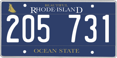 RI license plate 205731