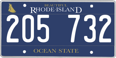 RI license plate 205732