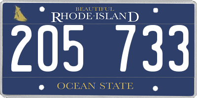 RI license plate 205733