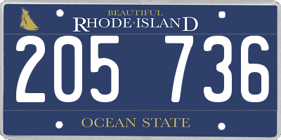 RI license plate 205736