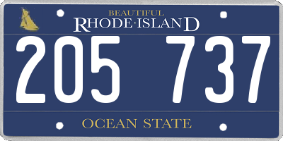RI license plate 205737
