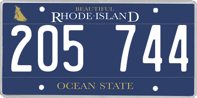 RI license plate 205744