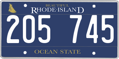RI license plate 205745