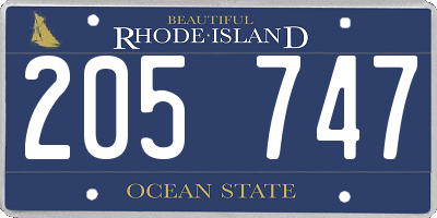 RI license plate 205747