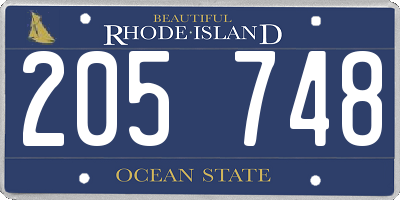 RI license plate 205748