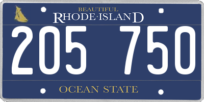 RI license plate 205750