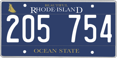 RI license plate 205754
