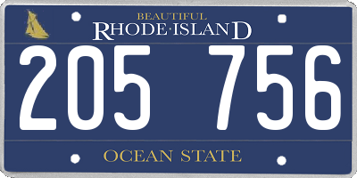 RI license plate 205756