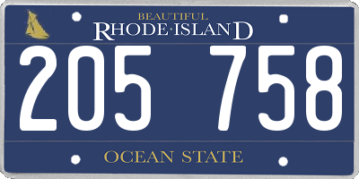 RI license plate 205758