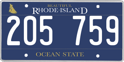 RI license plate 205759