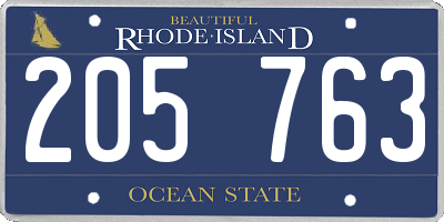 RI license plate 205763