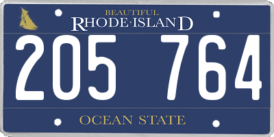 RI license plate 205764