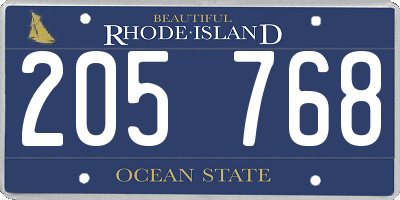 RI license plate 205768