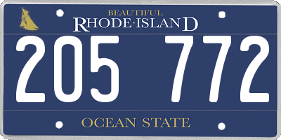RI license plate 205772