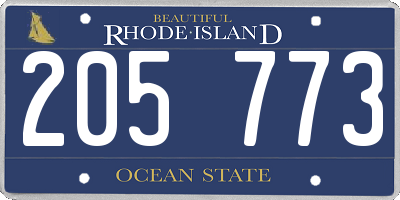 RI license plate 205773