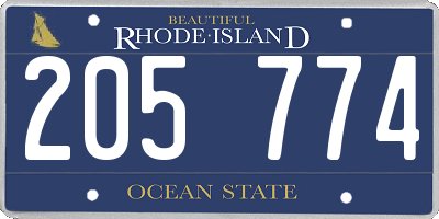 RI license plate 205774
